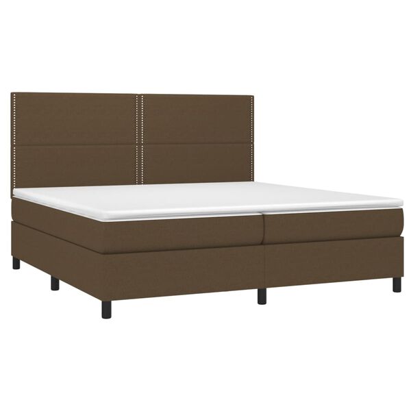 vidaXL Cama com molas/colch&atilde;o 200x200 cm tecido castanho-escuro
