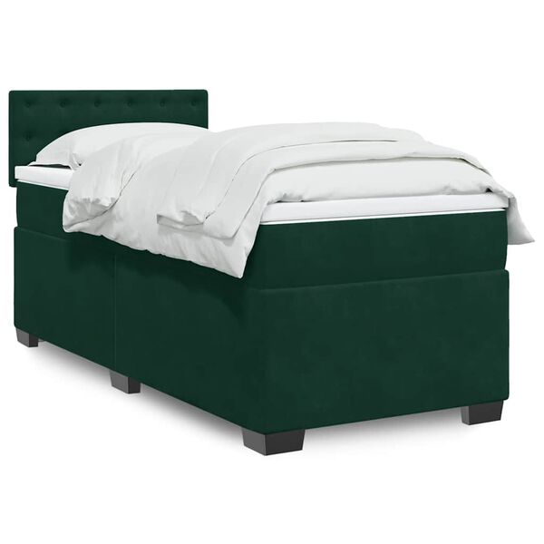 vidaXL Cama com molas/colch&atilde;o 80x200 cm veludo verde-escuro
