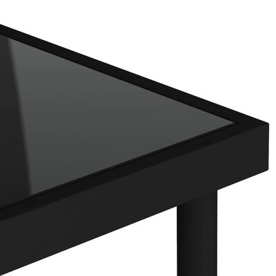 vidaXL Mesa de jantar para exterior 80x80x72 cm vidro e aço preto