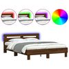 vidaXL Estrutura cama cabeceira/luzes LED 140x200 cm carvalho castanho