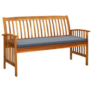 vidaXL Banco de jardim c/ almofad&atilde;o 147 cm madeira de ac&aacute;cia maci&ccedil;a