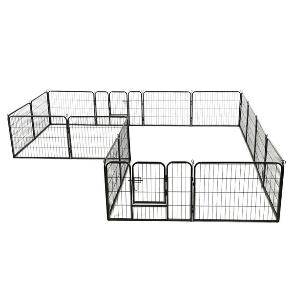 vidaXL Parque para c&atilde;es 16 pain&eacute;is a&ccedil;o 60x80 cm preto