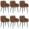vidaXL Cadeiras de Jantar 6 unid. Couro Suede Sint&eacute;tico Castanho