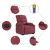 vidaXL Poltrona de massagens reclin. elevatória tecido vermelho tinto