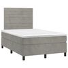 vidaXL Cama boxspring com colch&atilde;o 120x190 cm veludo cinzento-claro