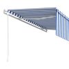 vidaXL Toldo retr&aacute;til autom&aacute;tico com estore 5x3 m azul e branco