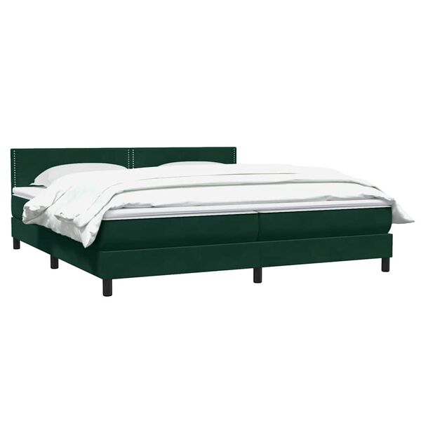 vidaXL Cama com molas colch&atilde;o 200x210 cm veludo verde-escuro