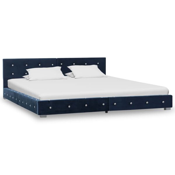 vidaXL Cama com colch&atilde;o 180x200 cm veludo azul