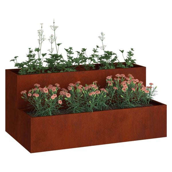 vidaXL Vaso de Jardim Ferro Enferrujado 100 x 60 x 45 cm