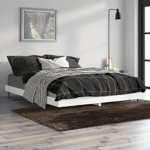 vidaXL Estrutura de cama 140x190 cm derivados de madeira branco