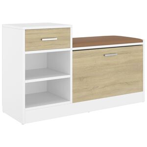 vidaXL Banco sapateira 94,5x31x57 cm contraplacado branco/sonoma