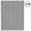 vidaXL Painel de telhado 36 pcs Cinzento 60 x 45 cm A&ccedil;o galvanizado