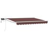 vidaXL Toldo retr&aacute;til manual com LEDs Marrom e Branco 3,5 x 2 m