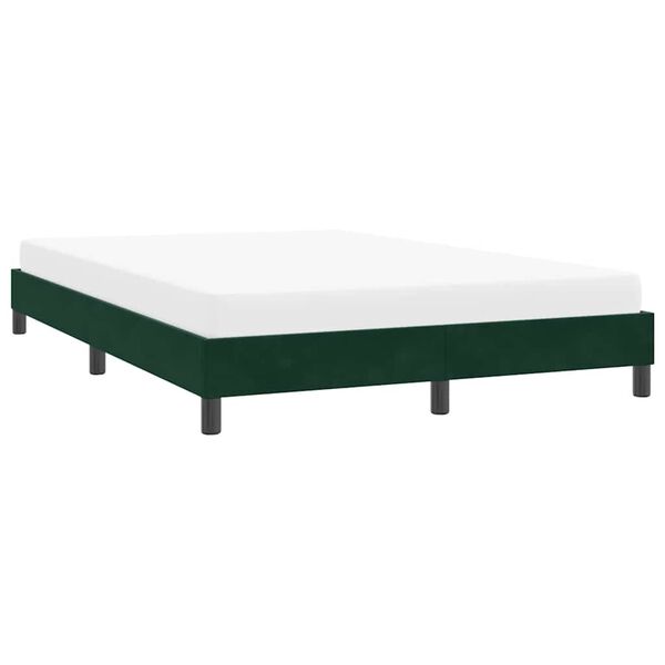 vidaXL Estrutura de cama sem colch&atilde;o 140x210 cm veludo verde-escuro