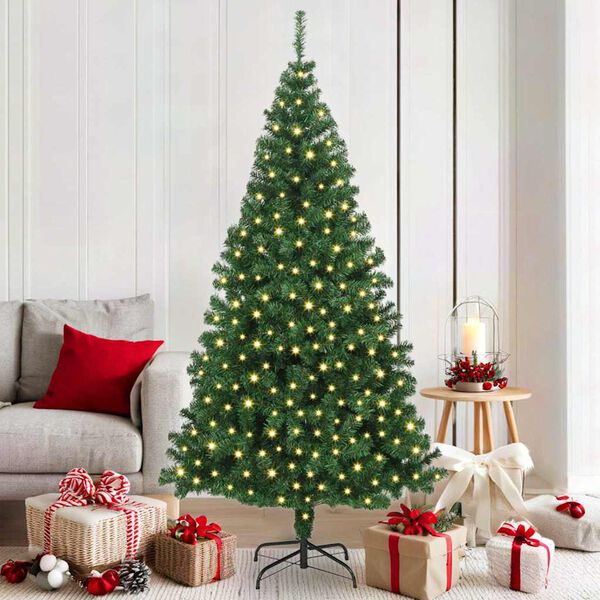 vidaXL &Aacute;rvore de Natal Artificial Verde 180 cm PVC, A&ccedil;o e Pl&aacute;stico