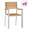 vidaXL Cadeira de Jardim 8 pcs Madeira Teak S&oacute;lida e A&ccedil;o Inoxid&aacute;vel