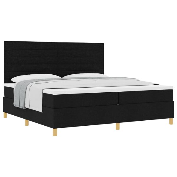 vidaXL Cama Box com colch&atilde;o com cabeceira Preto 200 x 200 cm tecido