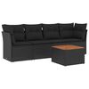 vidaXL 5 pcs conjunto sof&aacute;s de jardim com almofad&otilde;es vime PE preto