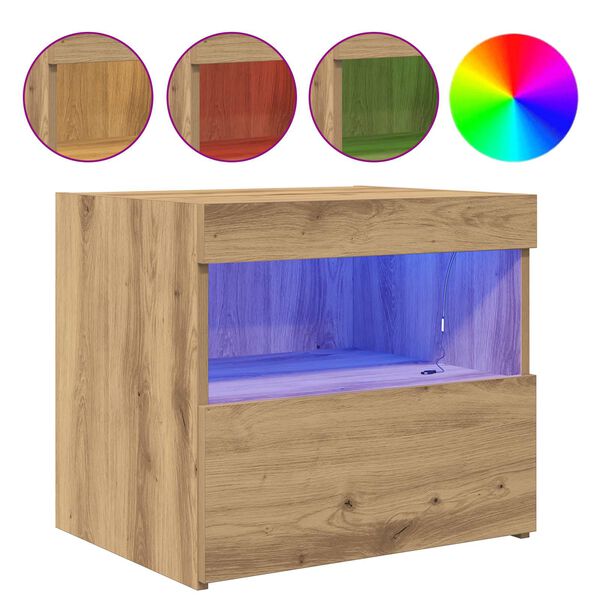 vidaXL Arm&aacute;rio de Cabeceira Carvalho Artesanal 50 x 40 x 45 cm