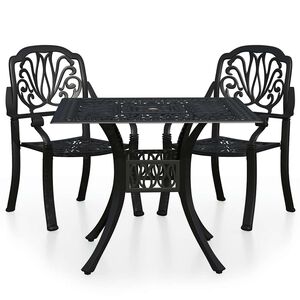 vidaXL 3 pcs conjunto de bistr&ocirc; alum&iacute;nio fundido preto