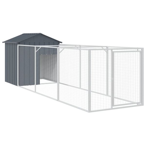 vidaXL Casota p/ c&atilde;es c/ telhado 117x405x123cm a&ccedil;o galvaniz. antracite