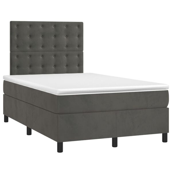 vidaXL Cama boxspring com colch&atilde;o 120x200 cm veludo cinzento-escuro