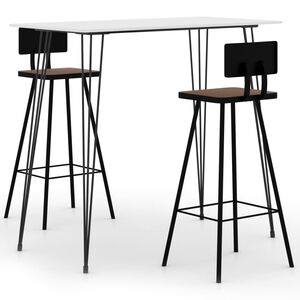 vidaXL 3 pcs conjunto de bar branco
