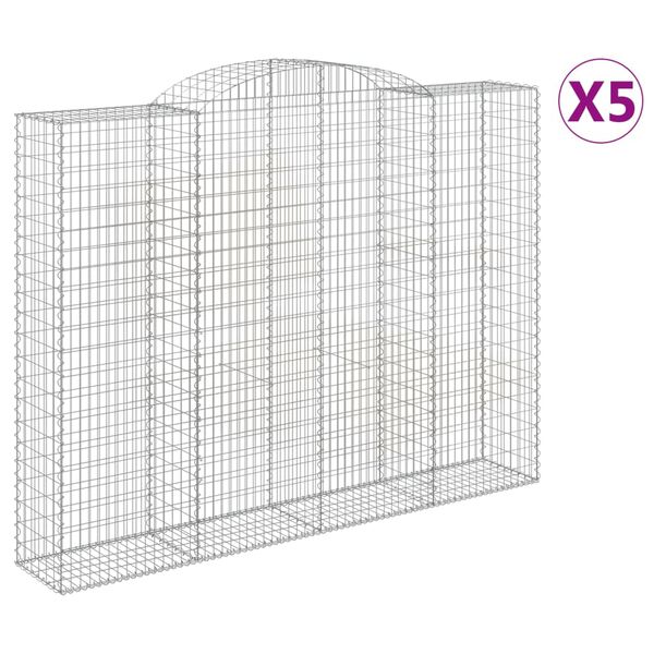 vidaXL Cestos gabi&atilde;o arqueados 5pcs 300x50x220/240cm ferro galvanizado