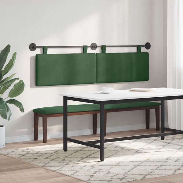 vidaXL Cabeceira Suspensa Liso Verde Selva 170 x 55 x 5 cm