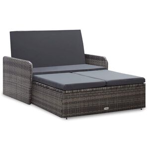 vidaXL 2 pcs conjunto lounge de jardim c/ almofad&otilde;es vime PE cinzento