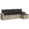 vidaXL 5 pcs conj. sof&aacute;s jardim c/ almofad&otilde;es vime PE cinzento-claro