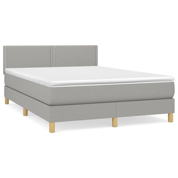 vidaXL Cama com molas/colch&atilde;o 140x190 cm tecido cinzento-claro