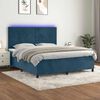 vidaXL Cama box spring c/ colch&atilde;o/LED 160x200 cm veludo azul-escuro