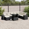 vidaXL 9 pcs conjunto de sof&aacute;s p/ jardim c/ almofad&otilde;es vime PE preto