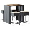 vidaXL 5 pcs conjunto de bar p/ jardim c/ almofad&otilde;es vime PE preto