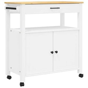 vidaXL Carrinho de cozinha MONZA 84x40x88,5 cm madeira de pinho maci&ccedil;a branco