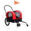vidaXL Reboque bicicletas/carrinho para animais 2-em-1 vermelho/preto