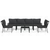 vidaXL 7 pcs conjunto lounge de jardim a&ccedil;o c/ almofad&otilde;es cinzentos