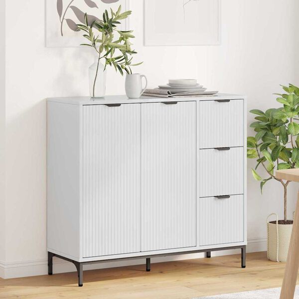 vidaXL Buffet Branco Brilhante 89,5 x 33 x 82 cm Madeira processada