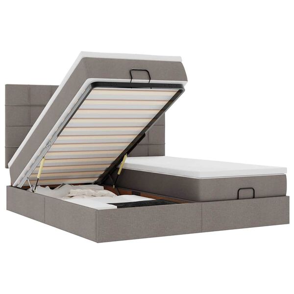 vidaXL Estrutura cama otomana com colch&otilde;es tecido cinzento 200x200cm