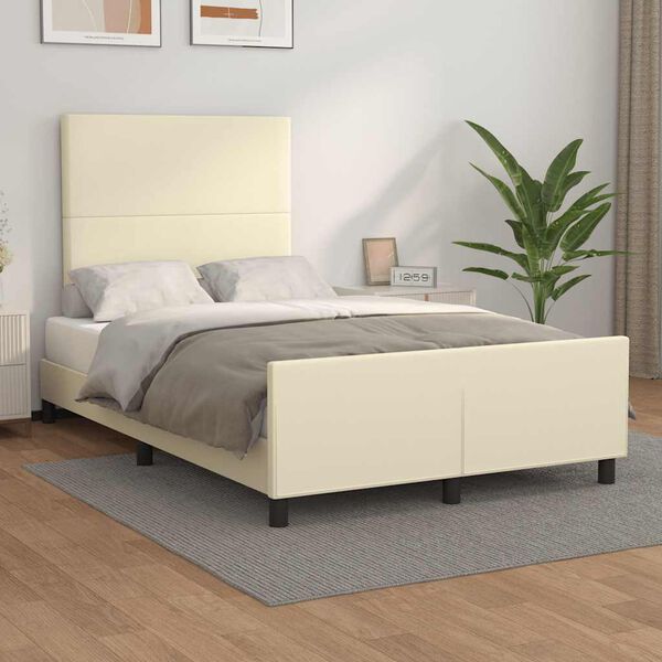 vidaXL Moldura de cama sem creme de colch&atilde;o 120x190 cm couro do falso
