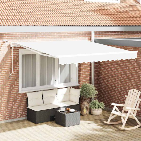 vidaXL Toldo Retr&aacute;til Branco 300 x 250 cm Poli&eacute;ster e Metal