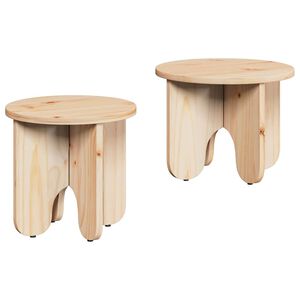 vidaXL Mesa de centro 2 pcs Natural Madeira de pinho maci&ccedil;a
