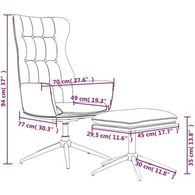 vidaXL Cadeira descanso +banco pés couro artificial castanho brilhante