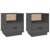 vidaXL Mesas de cabeceira 2 pcs 40x34x45 cm madeira pinho maci&ccedil;o cinza