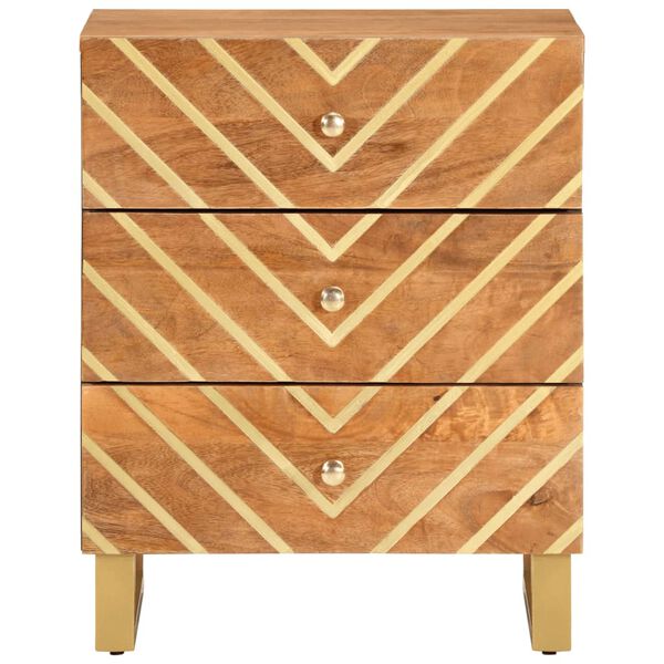 vidaXL Mesa de cabeceira 50x33x60 cm mangueira maciça castanho e preto