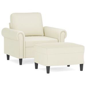vidaXL Poltrona com apoio de p&eacute;s 60 cm veludo cor creme