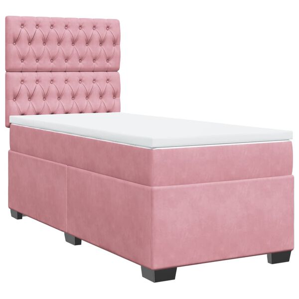 vidaXL Cama com molas/colch&atilde;o 90x190 cm veludo rosa