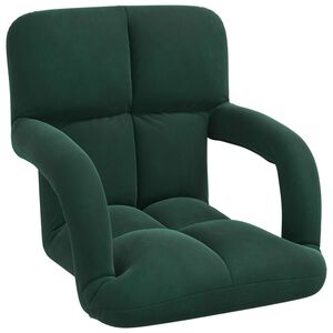 vidaXL Cadeira de ch&atilde;o ajust&aacute;vel Verde-Escuro Veludo