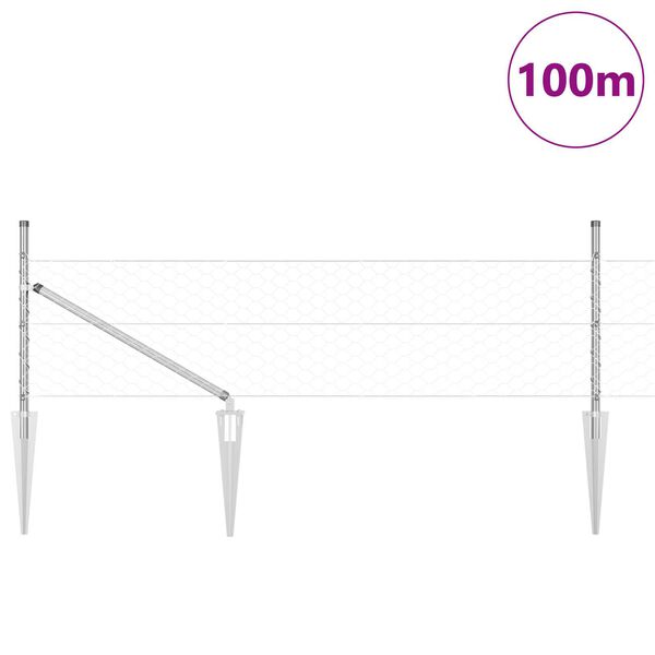 vidaXL Poste de Cerca Prateado 100 x 0,4 m (malha de 50 mm) A&ccedil;o